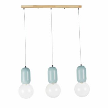 ELNIOS - Hanglamp met drie lampenkappen, beige/blauw