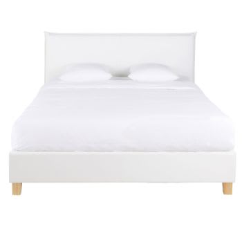 Pillow - Holzbett mit Lattenrost und Bettkasten, 180x200, weiß