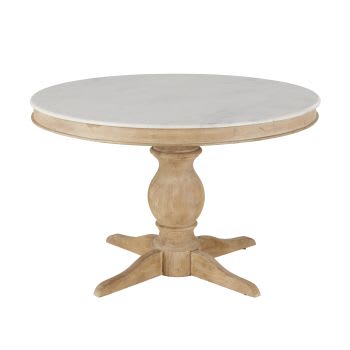 Honorine - Tavolo da pranzo rotondo in marmo bianco per 5/6 persone Ø 120 cm