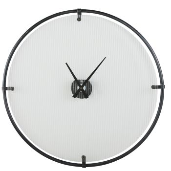 Horloge en verre et métal noir D91