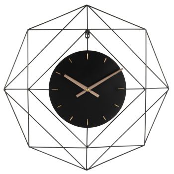 ALSTON - Horloge murale filaire en métal noir 60x60