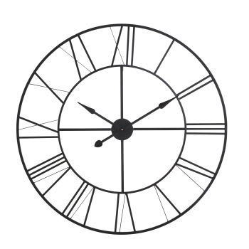 PAUL - Horloge murale ronde en métal noir D105
