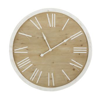 BEAUMONT - Horloge murale ronde gravée bicolore D110