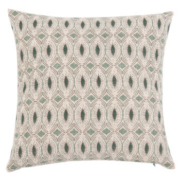 VIDAGO - Housse de coussin beige et verte à motifs 40x40