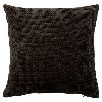 Gillian - Housse de coussin chenille texturée noire 40x40