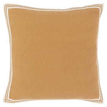 BASTET - Lot de 2 - Housse de coussin en coton beige sable avec galon 40x40