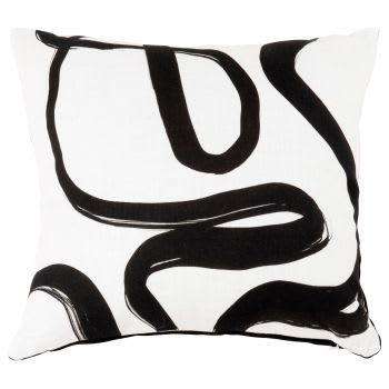 Ralf - Housse de coussin en coton biologique motif noir et blanc 40x40