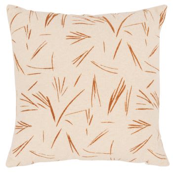 Isobel - Housse de coussin en coton motif végétal marron et écru 40x40