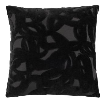 Judy - Housse de coussin en velours dévoré à motif noir 40x40