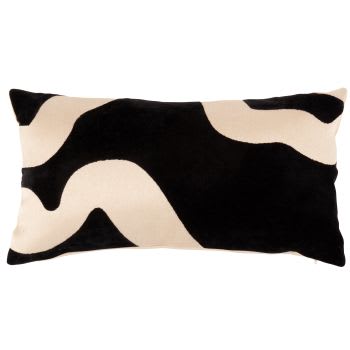 Brooke - Housse de coussin tissée jacquard noir 50x30