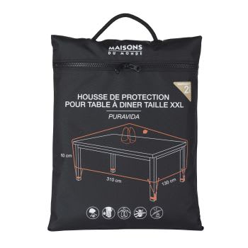 Puravida - Housse de protection pour table de jardin rectangulaire noire L310
