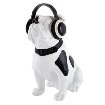 Bulldog Rock - Hunde-Statuette schwarz und weiß H33