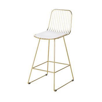 Huppy - Cadeira para ilha central em metal dourado e branca A65