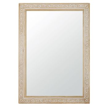 IBIA - Espejo tallado marrón y blanco 90x120