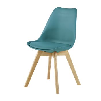 Ice - Cadeira de estilo escandinavo azul-esverdeado e hévea