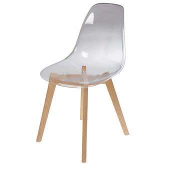 Ice - Transparante Scandinavische stoel met eikenhout