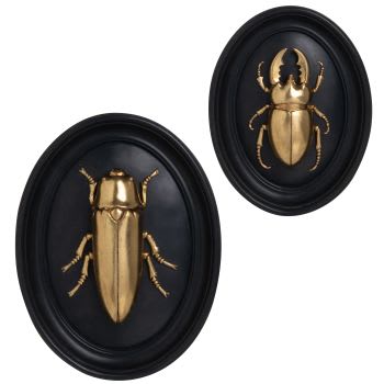 LIANO - Insectos decorativos de resina dorada y negra (x2) 19 x 25 cm