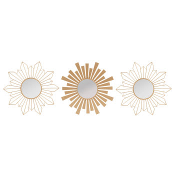 DONGI  - Insieme 3 specchi rotondi in metallo dorato opaco, 25 cm