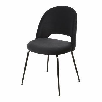 Isys - Stuhl aus schwarzem Metall mit schwarzem Samtbezug