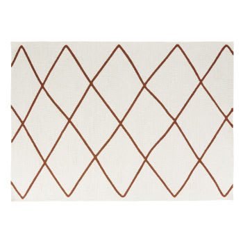 JACALANA - Teppich aus Polypropylen mit geometrischem Muster, ecrufarben und terrakotta, 140x200cm