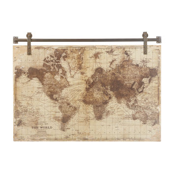 JACKSON - Decoração de parede com impressão de mapa do mundo envelhecido 121x91