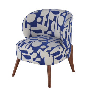 Katie - Jacquard geweven fauteuil met Blue en ecru print