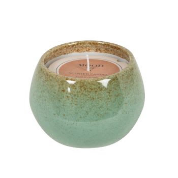 JANINA - Vela perfumada en tarro de cerámica gris, verde y marrón con efecto degradado