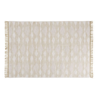 JANKO - Gewebter Teppich aus Baumwolle und Jute in Ecru und Beige, 140 x 200