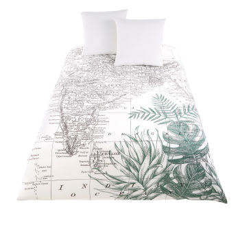 SIWANA - Jogo de cama em algodão biológico com estampado de mapa da Índia 220x240