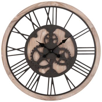 JOSH - Reloj con engranajes de color natural y negro D.79