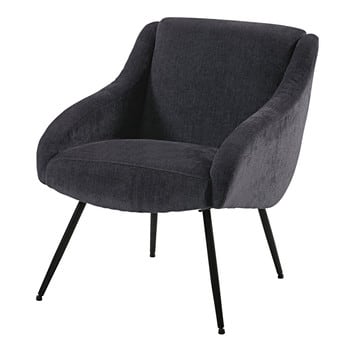 Joyce - Vintage-Sessel aus grauem Velours und Metall