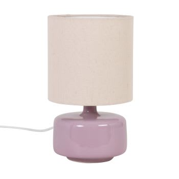 Lampe aus weißer Keramik mit Lampenschirm aus zweifarbigem recyceltem  Polyester CLORA