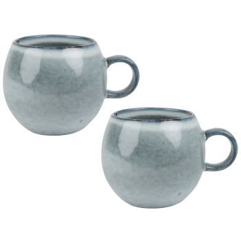 ONGAKU - Set aus 2 - Kaffeebecher aus blaugrauer Steinzeug