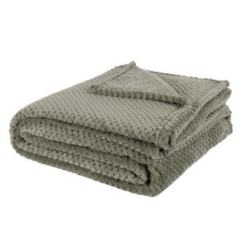 HIDA - Kakigroene plaid met motieven 150x230