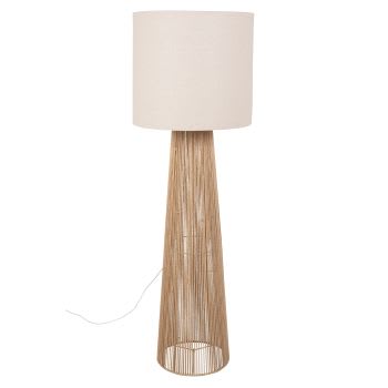 Kata - Staande lamp van papier met lampenkappen van beige gerecycleerd polyester - 141 cm