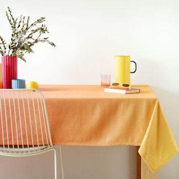 CALVELA - Katoen en linnen geweven tafelkleed, tie-and-dye, driekleurig, 150 x 250 cm