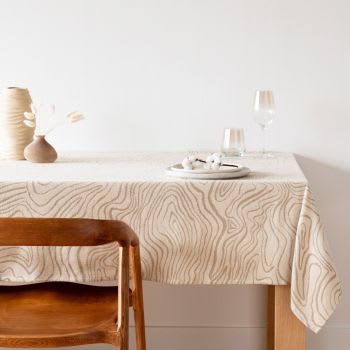 YONO - Katoenen tafelkleed met jacquardweefsel, met patronen, lichtgrijs, 140 x 250 cm