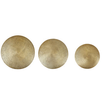 KAYLA - Set aus 3 runden Dekoelementen aus goldfarbenem Metall für die Wand