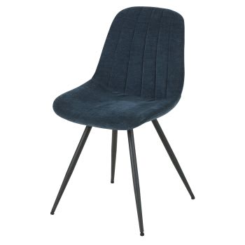 Keira - Chaise en velours bleu et métal noir
