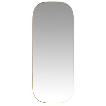 KENYA - Miroir rectangulaire  arrondi en métal doré 37x90