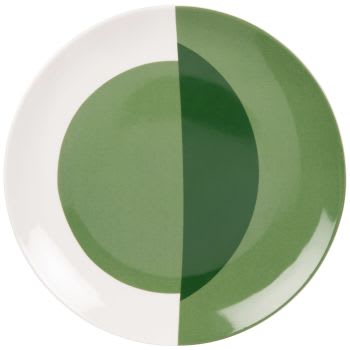 Luke - Set van 2 - Keramisch bord met geometrische patronen in wit en groen