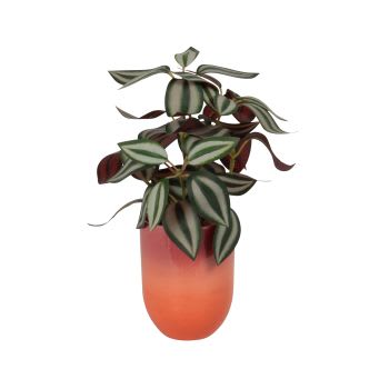 PEDRO - Künstliche Pflanze in orangem Keramiktopf