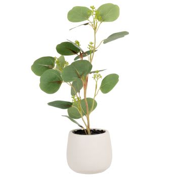 FELIPA - Künstliche Pflanze in weißem Zementtopf
