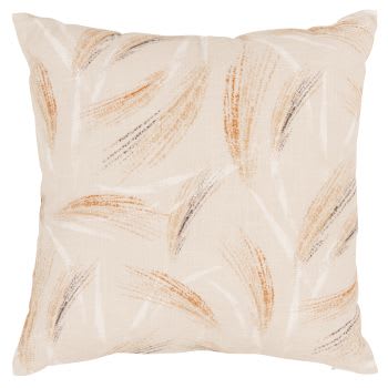 Blaine - Kussenhoes van katoen met plantaardige print, beige, 40 x 40 cm