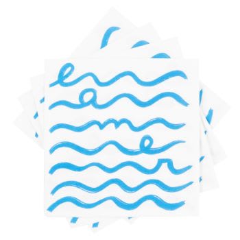 LA MER - Lote de 3 - Guardanapos em papel branco com motivos de ondas azuis (x20)