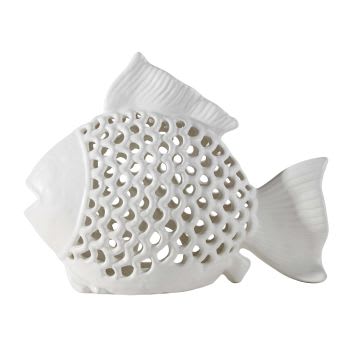 LAGOS - Lanterna pesce in ceramica bianca
