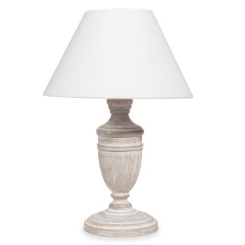 Denise - Lamp an gebleekt met witte lampenkap