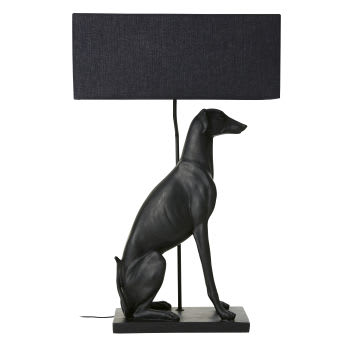 ARCHIE - Lamp met zwarte hond en lampenkap