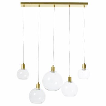 COOPER - Lampada a sospensione con 5 globi in vetro e metallo dorato