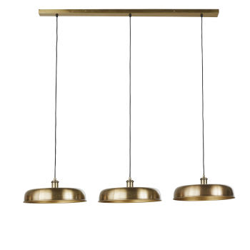 MONTEREY - Lampada a sospensione lineare con 3 paralumi in ottone dorato